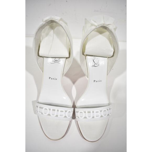Christian Louboutin Wind Around 100 White Lace Up Tie Bridal Sandal Heel Pump 41 - Picture 6 of 10